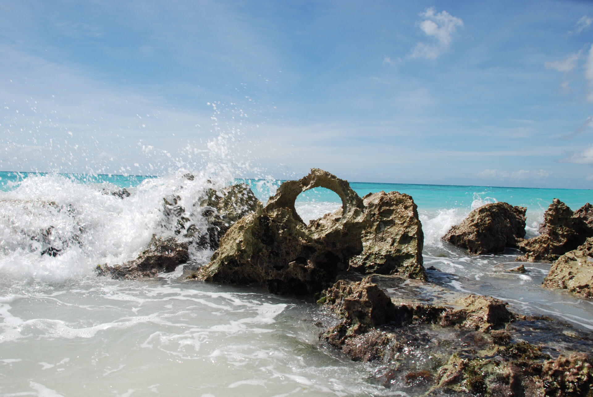 Scorcio di scogli in una spiaggia di Barbados