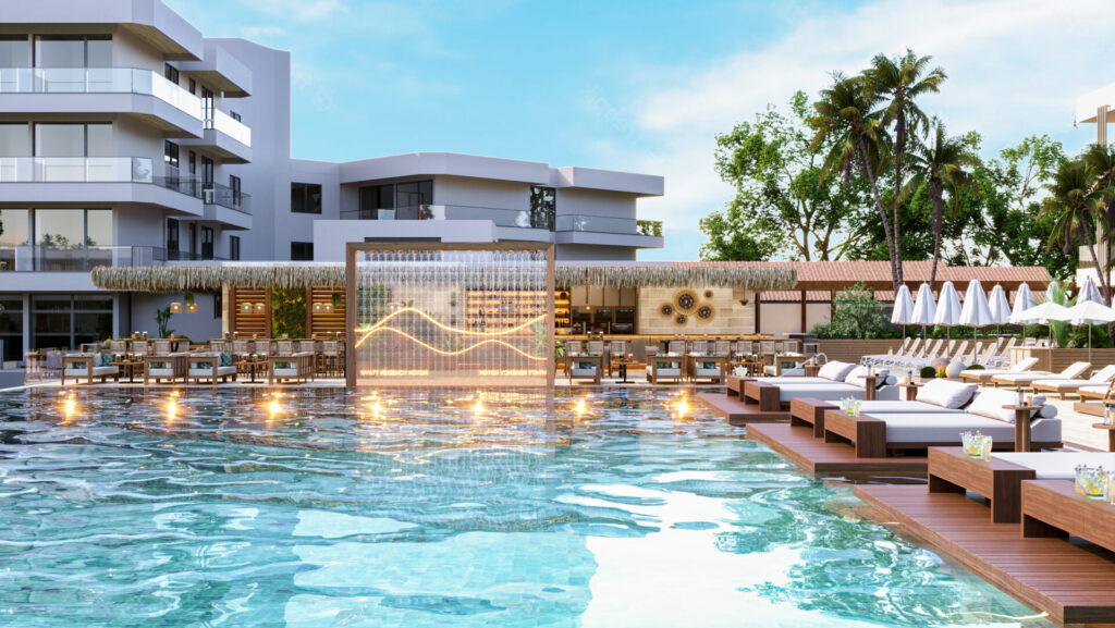 foto della piscina esterna di un nuovo hotel di lusso Hyatt Regency Kotor Bay Resort